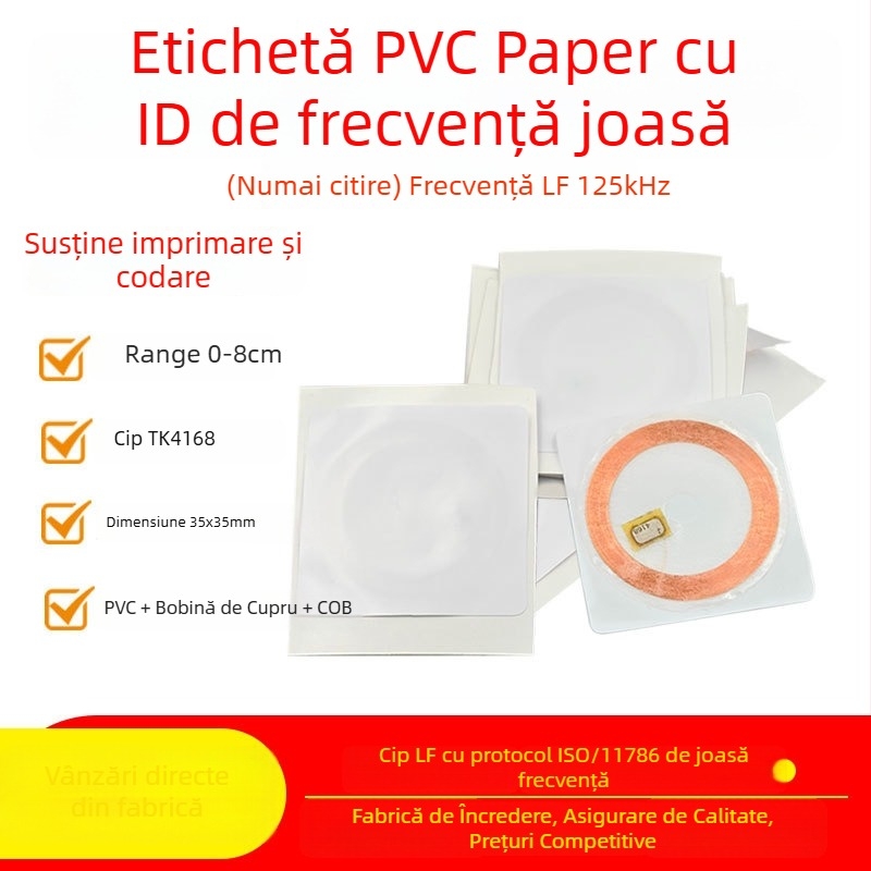 Carte inteligentă fără contact, cip TK4168, 125 kHz, memorie 64 octeți, 100k cicluri scriere/ștergere, Brand BINGRFID
