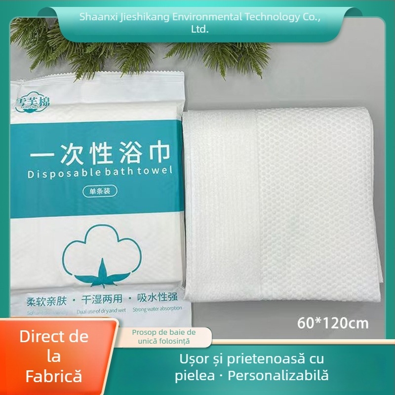 Prosop de baie și de păr, de unică folosință, din material nețesut, ambalare individuală, absorbție de apă 5–10 secunde, pentru călătorii, hoteluri, saloane de coafură și înfrumusețare