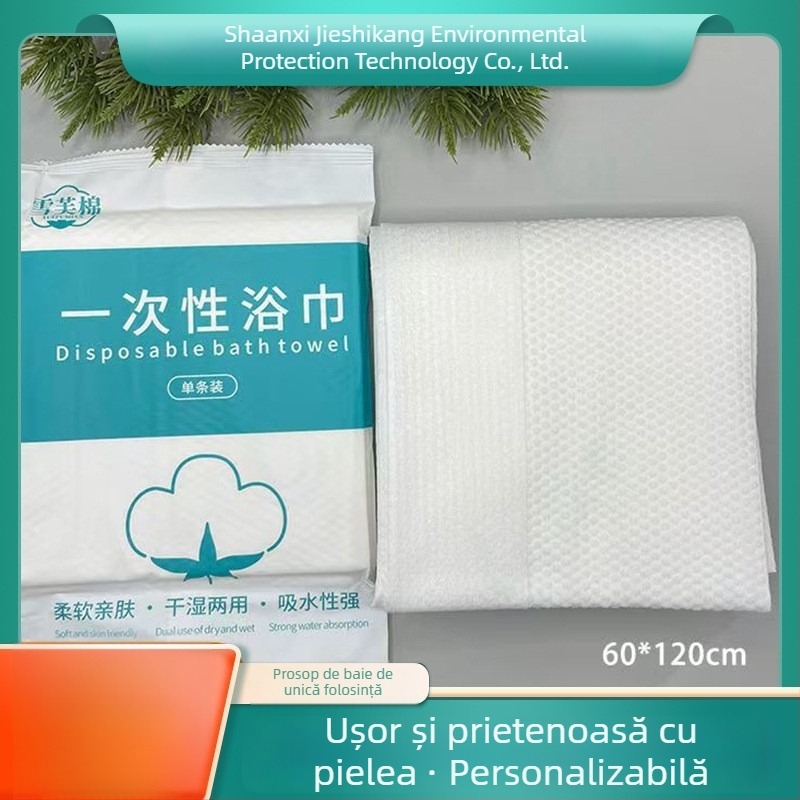 Prosop de baie și de păr, de unică folosință, din material nețesut, ambalare individuală, absorbție de apă 5–10 secunde, pentru călătorii, hoteluri, saloane de coafură și înfrumusețare