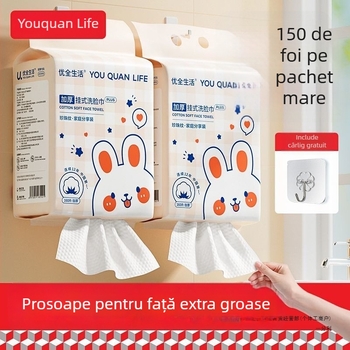 Prosop de față pentru înfrumusețare - Prosoape moi de unică folosință, pachet mare cu posibilitate de agățat, pentru uscat și umed, textură groasă (400 g; Fire fără răsucire; Fire 10 Count; Absorbție de apă 0–5 s)