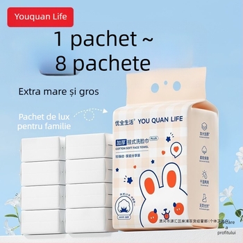 Prosop de față pentru înfrumusețare - Prosoape moi de unică folosință, pachet mare cu posibilitate de agățat, pentru uscat și umed, textură groasă (400 g; Fire fără răsucire; Fire 10 Count; Absorbție de apă 0–5 s)