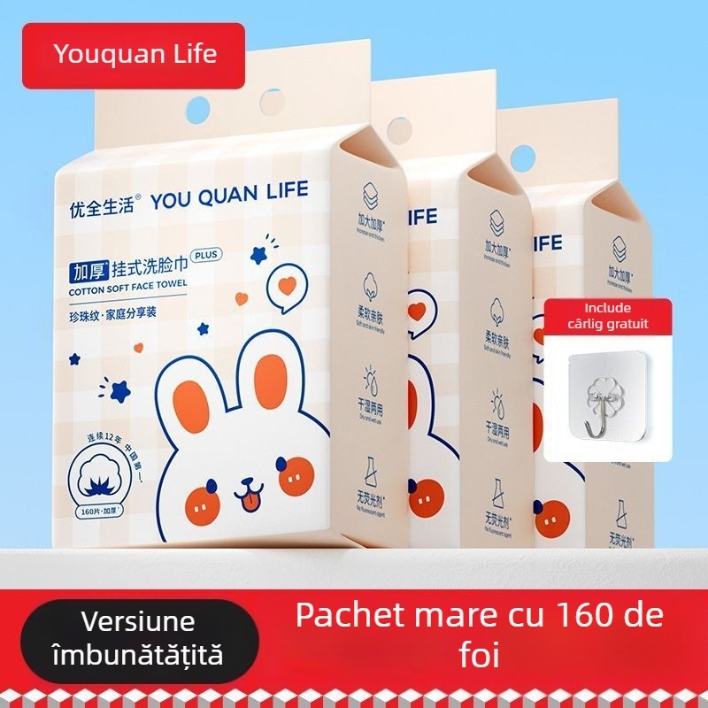 Prosop de față pentru înfrumusețare - Prosoape moi de unică folosință, pachet mare cu posibilitate de agățat, pentru uscat și umed, textură groasă (400 g; Fire fără răsucire; Fire 10 Count; Absorbție de apă 0–5 s)