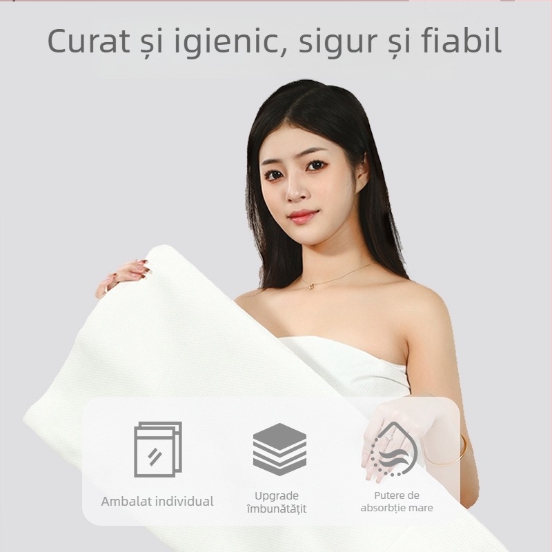 Prosop de baie de unică folosință din microfibră pentru saloane și hoteluri, Ten joyful, ambalaj individual, utilizare în hotel, absorbție rapidă 0–5 s, bază din material nețesut, personalizabil