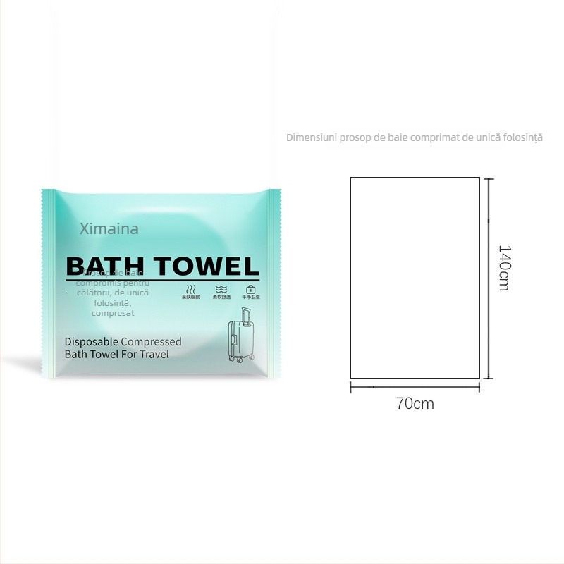 Prosop de baie comprimat, pentru o singură utilizare, din fibră de viscose 100%, personalizare branding, procesare cu desene, mostre și materiale, absorbție 0–5 s, potrivit pentru hoteluri și călătorii