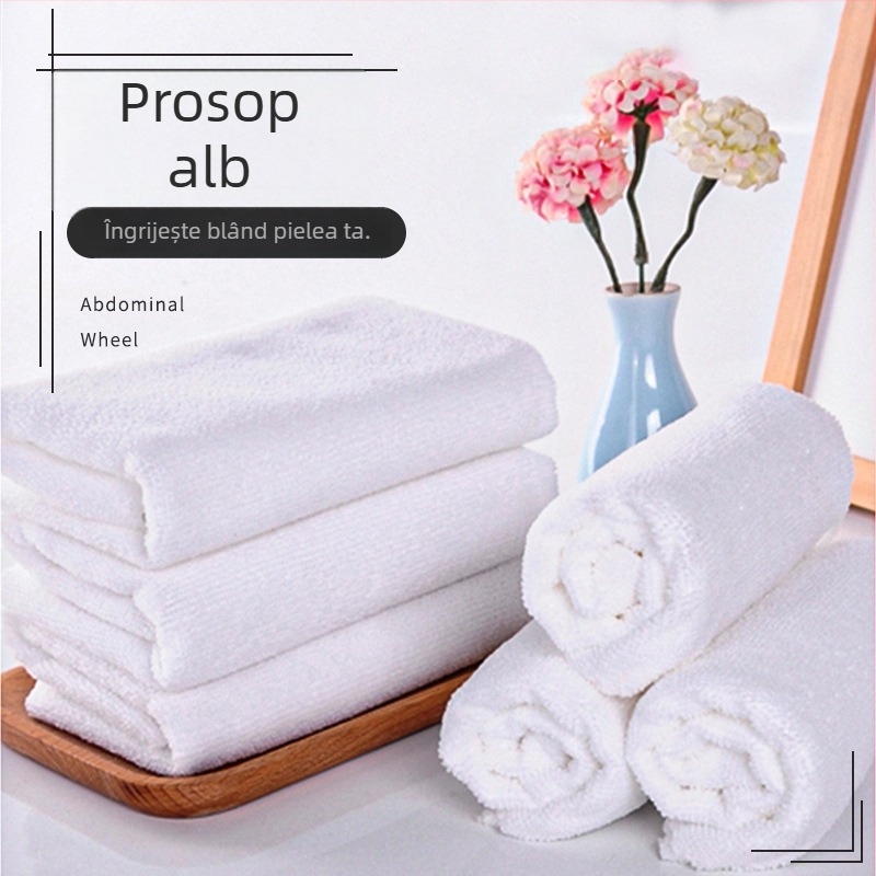 Prosop hotel din microfibră albă, de unică folosință, cu logo imprimat