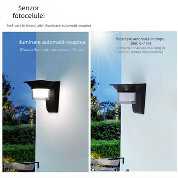 Lampa de perete solară pentru exterior, în stil Chinez Nou, IP43 rezistentă la apă, montaj pe perete, telecomandă, fascicul de 180°, potrivită pentru curte și poartă.