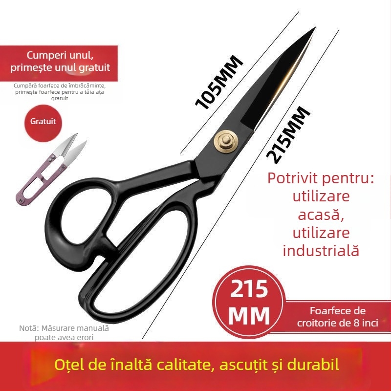 Foarfecă croitorie robustă pentru tăierea țesăturilor, cusut și îmbrăcăminte