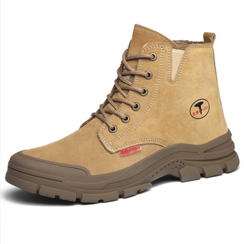 Ghete de lucru înalte, cu vârf fără metal, izolate, respirabile, din piele de vită, anti-perforație pentru șantier