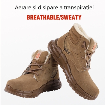 Pantofi de protecție Solid Shield – Antișoc și Anti-înțepare, Izolați, Rezistenți la abraziune, Piele velur, Gleznă înaltă