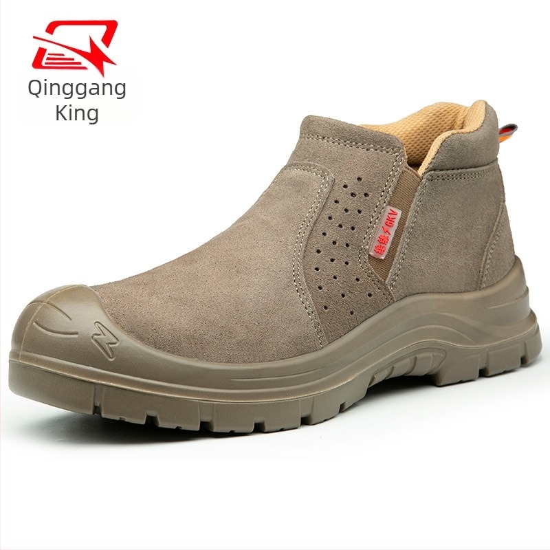 Încălțăminte de protecție pentru muncă, anti-șoc și anti-perforație, piele nubuc de vițel, izolație 6kV, vârf din plastic