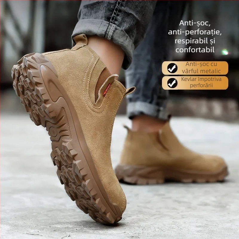 Pantofi de protecție pentru bărbați, cu vârf din oțel, anti-perforație și anti-cioc, talpă Kevlar Oxford, încălțăminte de protecție durabilă