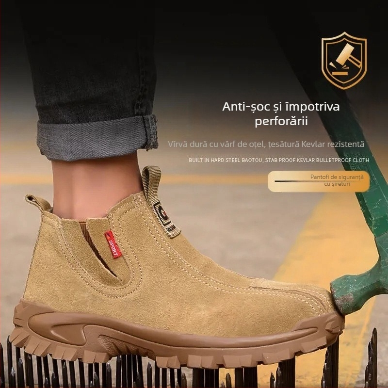 Pantofi de protecție pentru bărbați, cu vârf din oțel, anti-perforație și anti-cioc, talpă Kevlar Oxford, încălțăminte de protecție durabilă