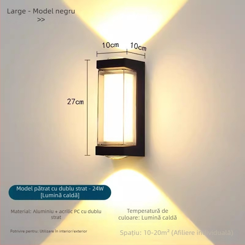 Lampă de perete exterior cu LED, impermeabilă, pentru coridoare, scări și curți, 16W, 85-265V, IP65, 3000K, Sanan Optoelectronics