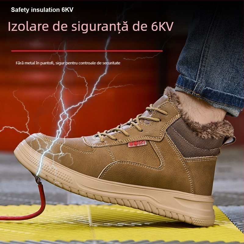 Pantofi de protecție izolați cu piele microfibră, impermeabili la apă și ulei, rezistenți la abraziune, ușori, anti-perforație și anti-șoc, talpă joasă