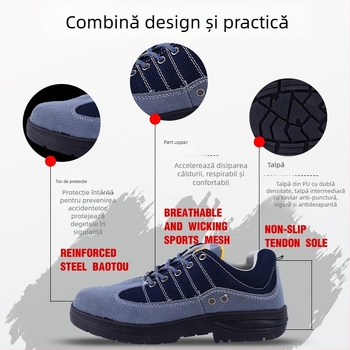 Pantofi de protecție pentru muncă cu vârf din oțel, ușori, anti-perforare, izolați pentru sudură și lucru electric