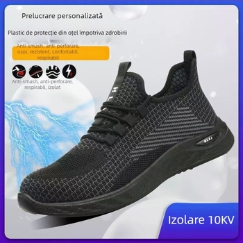 Pantofi de protecție electrică cu izolație 10KV, protecție anti-strivire și anti-perforație, partea superioară respirabilă din Fly-woven, vârf din plastic