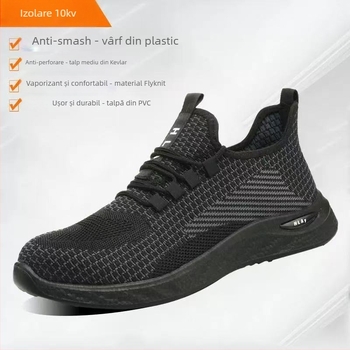 Pantofi de protecție electrică cu izolație 10KV, protecție anti-strivire și anti-perforație, partea superioară respirabilă din Fly-woven, vârf din plastic