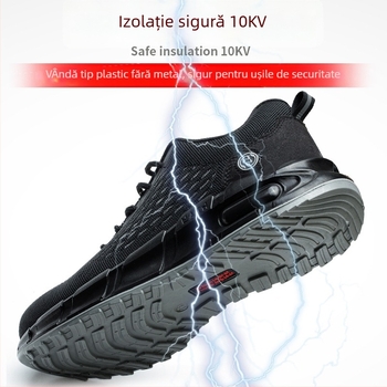Pantofi protecție izolați 10 kV, antișoc și anti-înțepare, rezistenți la uzură, partea superioară din plasă, guler scurt