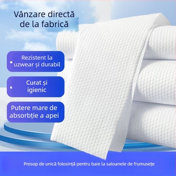 Prosop de păr pentru frizerii și saloane de înfrumusețare – de unică folosință, mărit și îngroșat, din bumbac, 80 g, absorbție rapidă 0-5s, cu logo imprimat