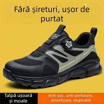 Pantofi de siguranță cu vârf din oțel, protecție antișoc și anti-perforație, talpă ușoară și moale, partea superioară din plasă TPU