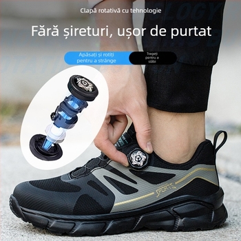 Pantofi de siguranță cu vârf din oțel, protecție antișoc și anti-perforație, talpă ușoară și moale, partea superioară din plasă TPU