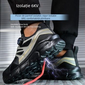 Pantofi de siguranță cu vârf din oțel, protecție antișoc și anti-perforație, talpă ușoară și moale, partea superioară din plasă TPU