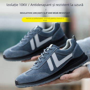 Încălțăminte de protecție pentru muncă, anti-șoc, anti-perforație, izolate, din piele velur, model 3022
