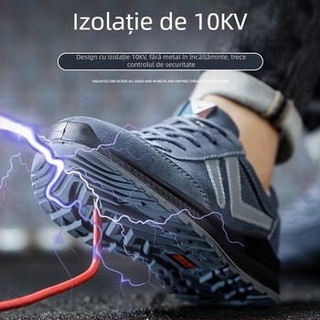 Încălțăminte de protecție pentru muncă, anti-șoc, anti-perforație, izolate, din piele velur, model 3022