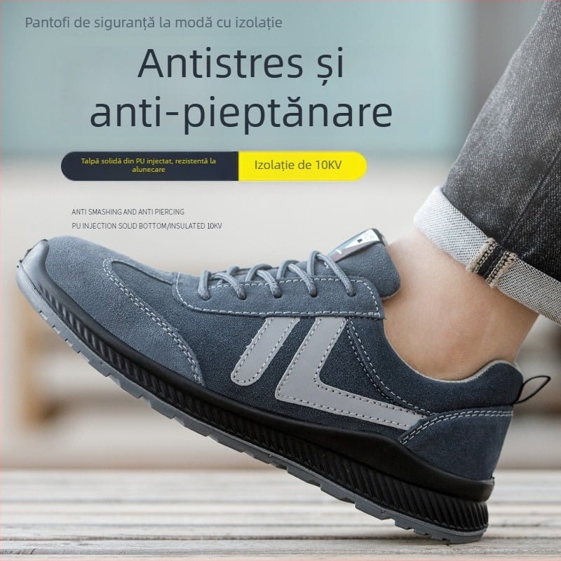 Încălțăminte de protecție pentru muncă, anti-șoc, anti-perforație, izolate, din piele velur, model 3022