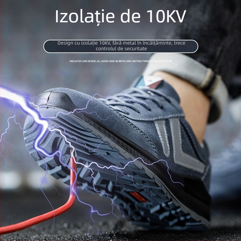 Încălțăminte de protecție pentru muncă, anti-șoc, anti-perforație, izolate, din piele velur, model 3022