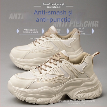 Pantofi de protecție pentru femei, anti-impact și anti-perforație, patru sezoane, încălțăminte outdoor pentru camping, vârf din plastic-otel, talpă antiderapantă