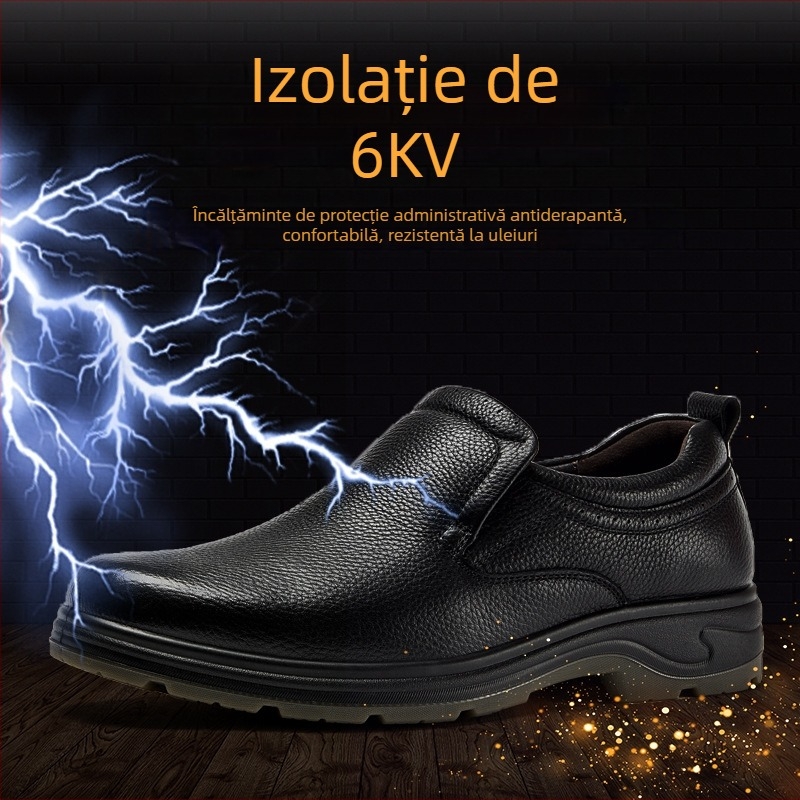 Xinnai pantofi de protecție izolați – talpă antiderapantă, rezistenți la uleiuri, izolație electrică 6kV, piele de vacă
