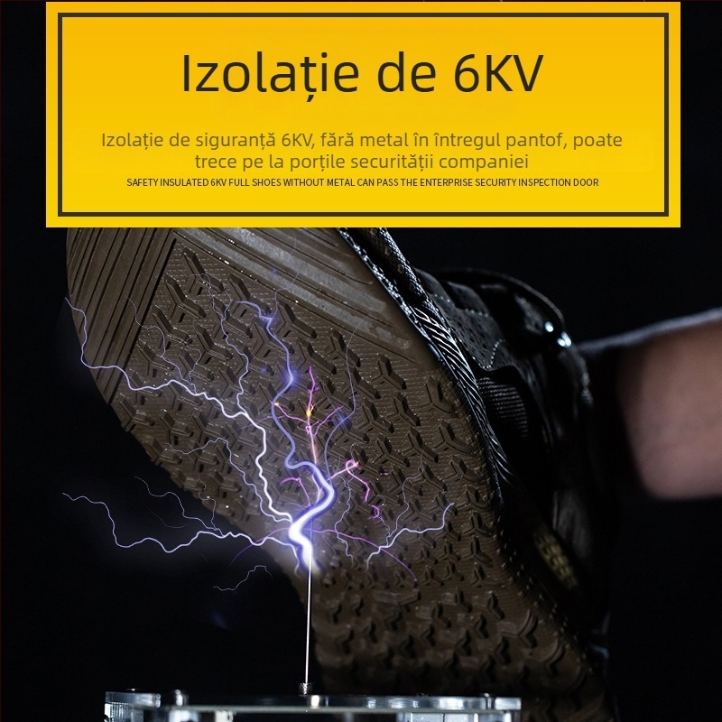 Pantofi de protecție pentru muncitori – bărbați – patru sezoane, ușori, anti-perforație, antișoc, antistatice, izolați; material: pigskin + piele microfibră; model jos; vârf plastic
