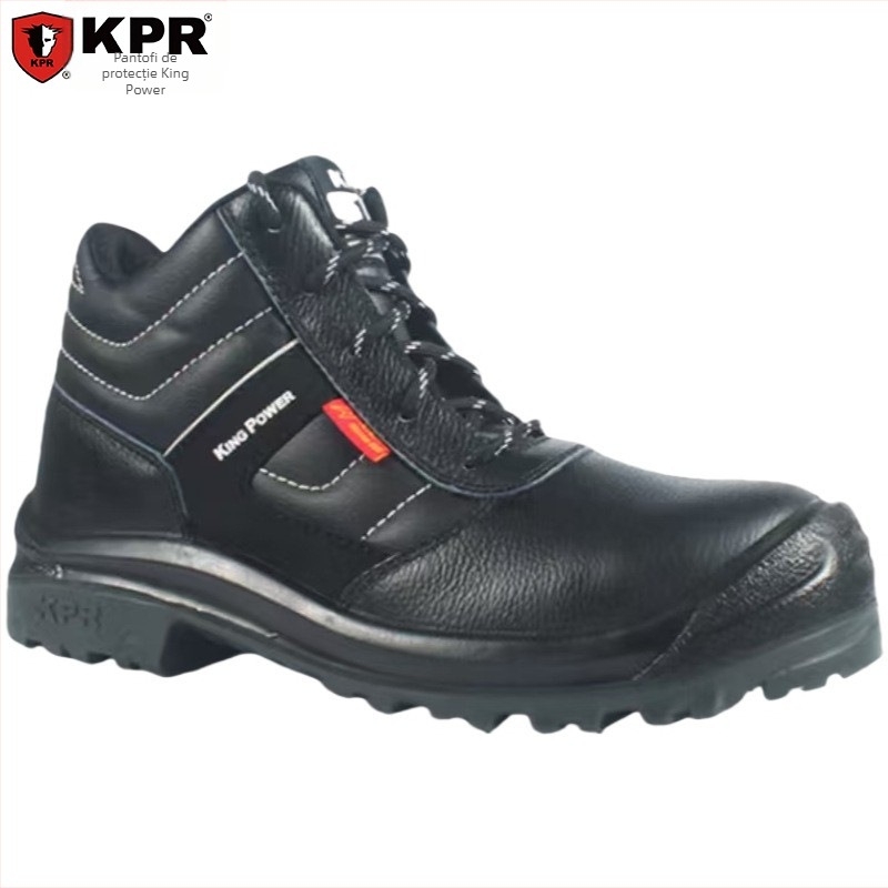 Zunwang KPR Pantofi de protecție medii, izolați, antișoc și anti-perforație, partea superioară din piele de vită, talpă din cauciuc, rezistenți la 300°C