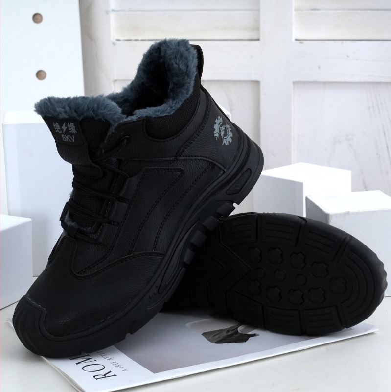 Pantofi de protecție pentru bărbați, înalți pentru iarnă, din piele Microfibra, vârf din oțel-plastic, anti-șoc, anti-perforație, izolați termic