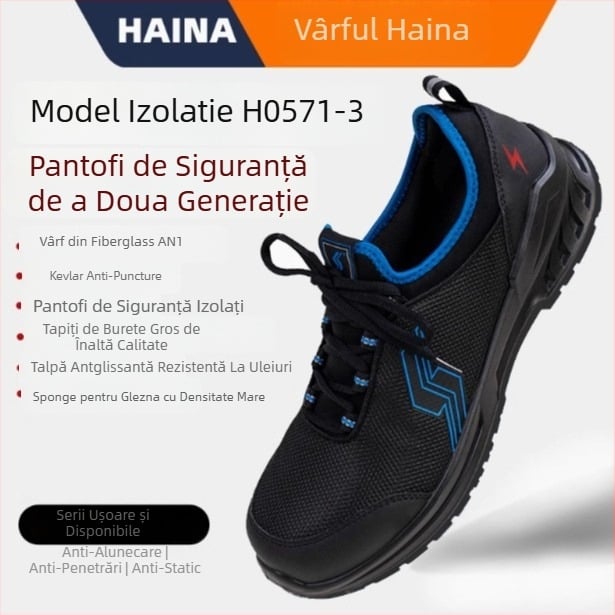 Pantofi de protecție Haina, ușori și respirabili, cu vârf din oțel, Kevlar, anti-statice și izolați