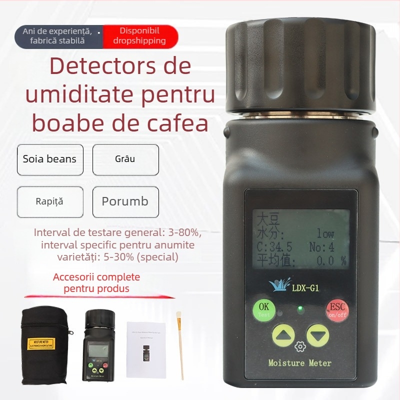 Umidometru tip cup LDS-1 pentru cereale, cacao și boabe de cafea — interval 3–80%, precizie 0,1%, alimentare 220V