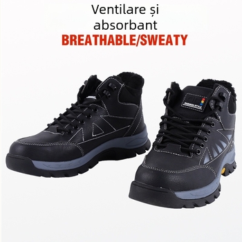 Pantofi de protecție pentru muncă cu vârf din oțel, piele microfibră, design de talie joasă, talpă din cauciuc rezistentă la uzură