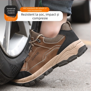 Pantofi de protecție pentru muncă, cu vârf din oțel, anti-perforație și anti-șoc, izolați, ușori, cu design de talie joasă