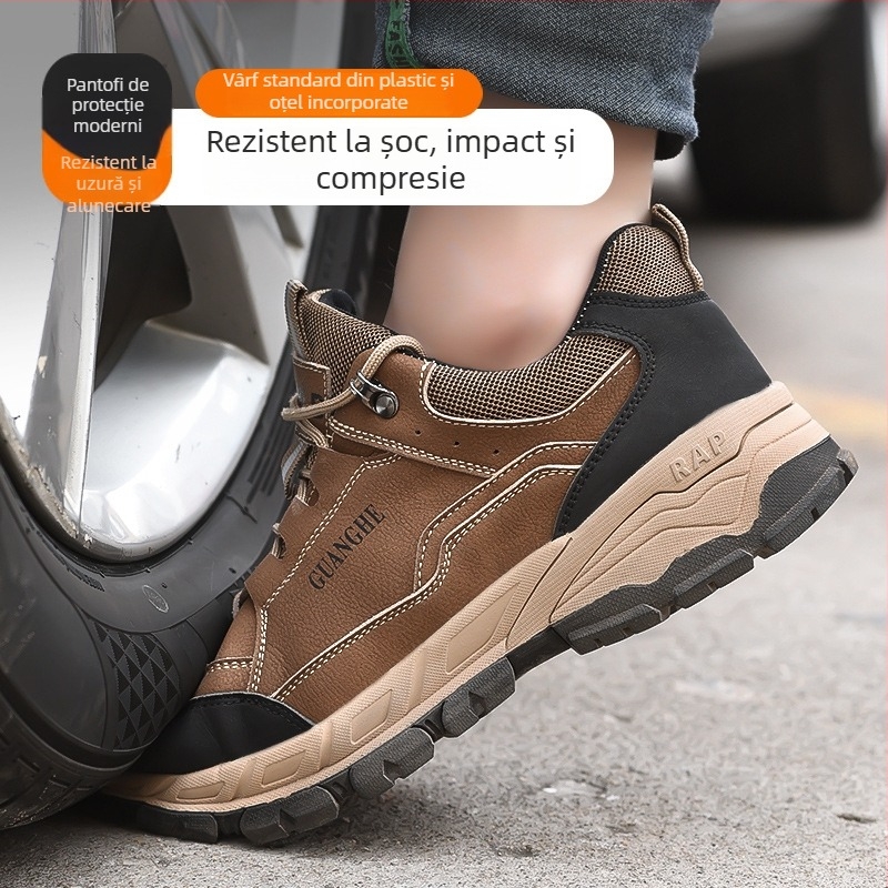 Pantofi de protecție pentru muncă, cu vârf din oțel, anti-perforație și anti-șoc, izolați, ușori, cu design de talie joasă