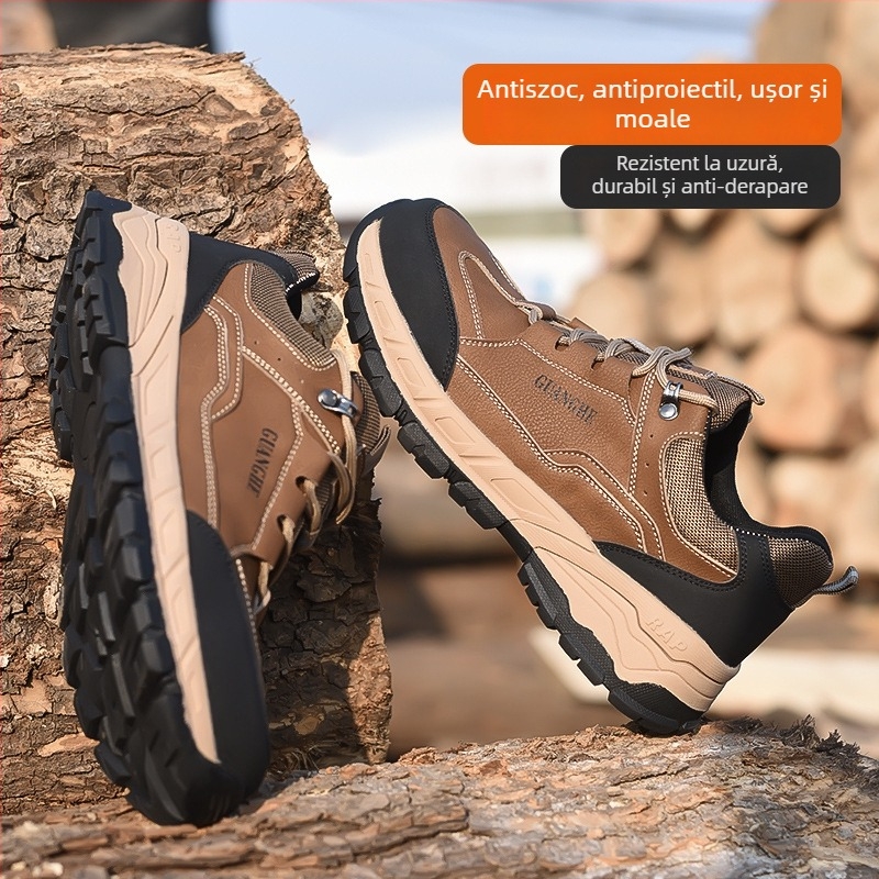 Pantofi de protecție pentru muncă, cu vârf din oțel, anti-perforație și anti-șoc, izolați, ușori, cu design de talie joasă