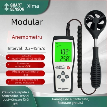 AS836 Anemometru digital, portabil, viteza aer 0.3–45 m/s, precizie ±3% ±0.1 dgt, rezoluție 0.1 m/s