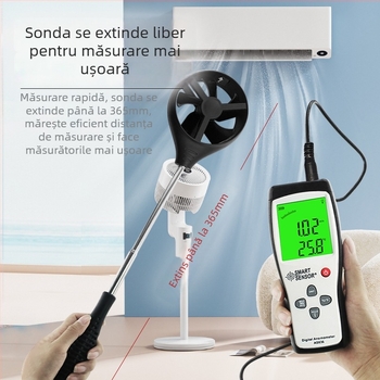 AS836 Anemometru digital, portabil, viteza aer 0.3–45 m/s, precizie ±3% ±0.1 dgt, rezoluție 0.1 m/s