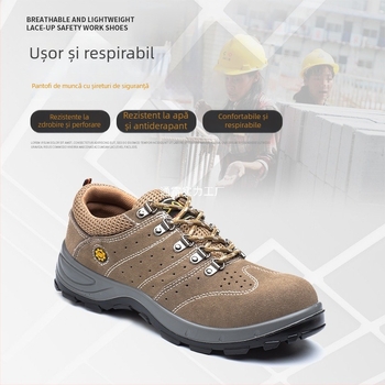 Pantofi de protecție pentru muncă pentru bărbați, vară, anti-șoc/anti-perforație, ușori, antiderapante, durabili, cu construcție Fly-Knit și vârf metalic