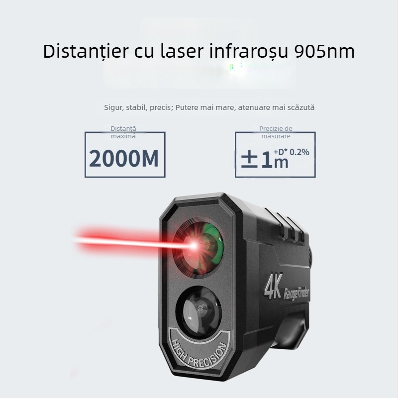 Golf laser rangefinder JX-2000, a doua generație, rază 3–2000 m, precizie ±1 m, greutate 167 g