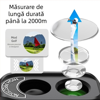 Distanțier laser pentru golf cu rază de până la 2000 m, precizie ±1 m, măsurare distanță, înălțime și unghi, telescop golf