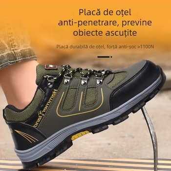 Pantofi de protecție pentru muncă: ușori, respirabili, rezistenți la uzură, anti-perforație, anti-șoc; Material: piele microfibră + plasă; partea superioară: joasă