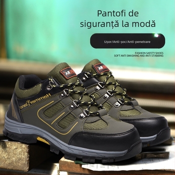 Pantofi de protecție pentru muncă: ușori, respirabili, rezistenți la uzură, anti-perforație, anti-șoc; Material: piele microfibră + plasă; partea superioară: joasă