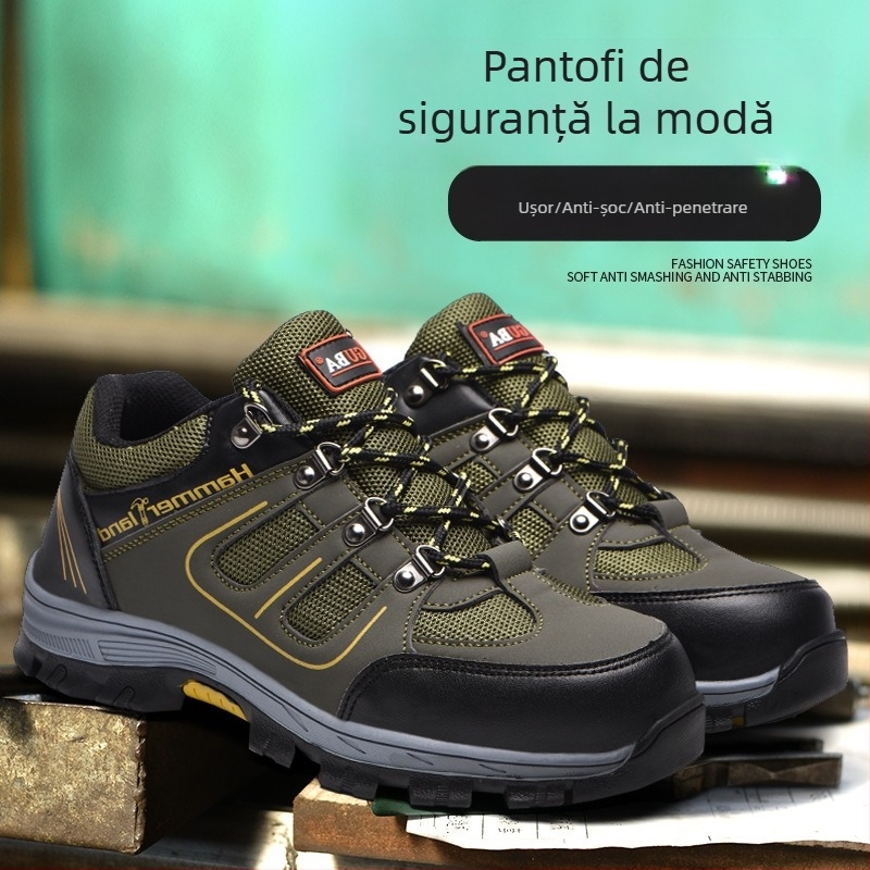 Pantofi de protecție pentru muncă: ușori, respirabili, rezistenți la uzură, anti-perforație, anti-șoc; Material: piele microfibră + plasă; partea superioară: joasă