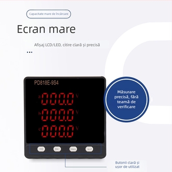 PD818E-9S4 Măsurător trifazat multifuncțional cu afișaj digital, ampermetru și voltmetru, Rolandfu